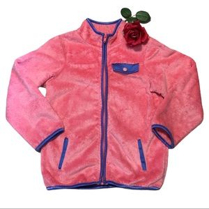 Jacket RARE TOO! Pink plush zip front chest 26-28” Cozy soft faux fur